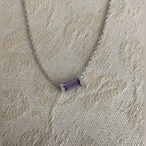925 Silver diamond and amethyst BAR NECKLACE